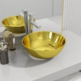 Golden ceramic washbasin 28x10 cm by vidaXL, Sinks - Ref: Foro24-143490, Price: 63,31 €, Discount: %