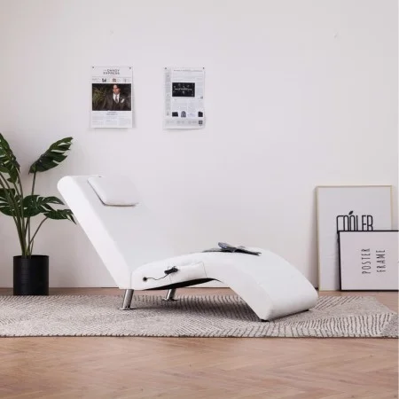 Diván de masaje con almohada de cuero sintético blanco de vidaXL, Divanes - Ref: Foro24-281285, Precio: 230,69 €, Descuento: %