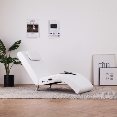 Diván de masaje con almohada de cuero sintético blanco de vidaXL, Divanes - Ref: Foro24-281285, Precio: 253,39 €, Descuento: %