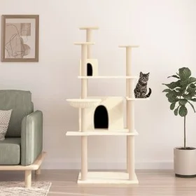 Rascador para gatos con postes de sisal crema 166 cm de vidaXL, Mobiliario para gatos - Ref: Foro24-171723, Precio: 78,54 €, ...