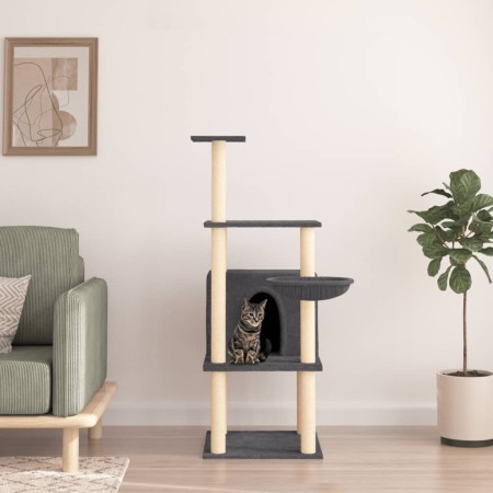 Rascador para gatos con postes de sisal gris oscuro 132 cm de vidaXL, Mobiliario para gatos - Ref: Foro24-171728, Precio: 56,...