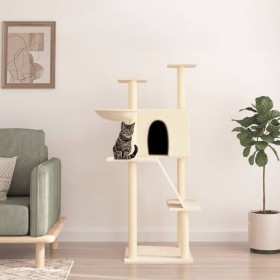 Rascador para gatos con postes de sisal color crema 143 cm de vidaXL, Mobiliario para gatos - Ref: Foro24-171729, Precio: 67,...
