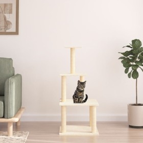 Rascador para gatos con postes de sisal color crema 111 cm de vidaXL, Mobiliario para gatos - Ref: Foro24-171732, Precio: 39,...