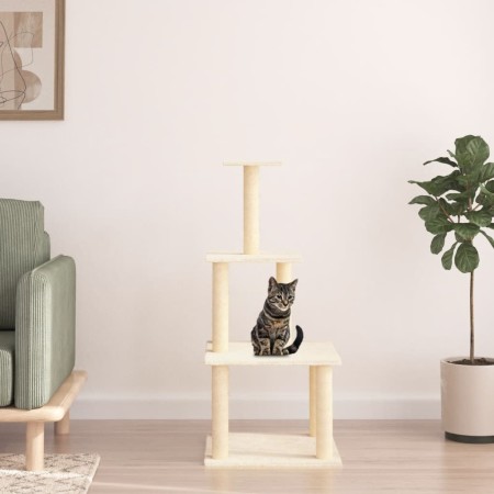 Rascador para gatos con postes de sisal color crema 111 cm de vidaXL, Mobiliario para gatos - Ref: Foro24-171732, Precio: 39,...