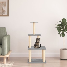 Rascador para gatos con postes de sisal gris claro 111 cm de vidaXL, Mobiliario para gatos - Ref: Foro24-171733, Precio: 39,7...