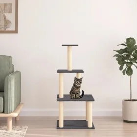 Rascador para gatos con postes de sisal gris oscuro 111 cm de vidaXL, Mobiliario para gatos - Ref: Foro24-171734, Precio: 44,...