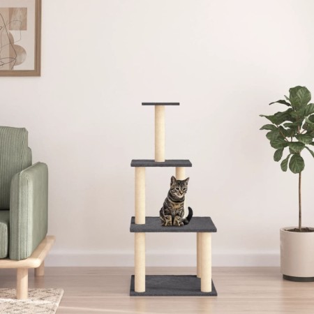 Rascador para gatos con postes de sisal gris oscuro 111 cm de vidaXL, Mobiliario para gatos - Ref: Foro24-171734, Precio: 43,...