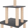 Rascador para gatos con postes de sisal gris oscuro 111 cm de vidaXL, Mobiliario para gatos - Ref: Foro24-171734, Precio: 43,...