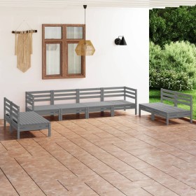 Juego de muebles de jardín 8 piezas madera maciza de pino gris en Conjuntos de jardín | Comprar online en Foru.es