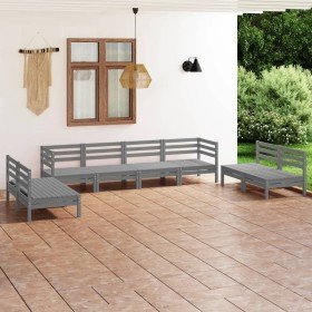 Juego de muebles de jardín 8 piezas madera maciza de pino gris en Conjuntos de jardín | Comprar online en Foru.es