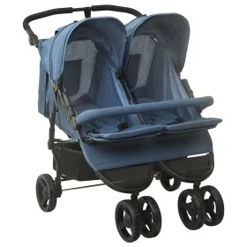 Carrito para gemelos de acero azul marino de vidaXL, Cochecitos de bebé - Ref: Foro24-10244, Precio: 285,34 €, Descuento: %