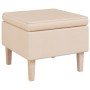 Taburete con patas de madera tapizado tejido crema de vidaXL, Taburetes y sillas plegables - Ref: Foro24-329434, Precio: 69,4...