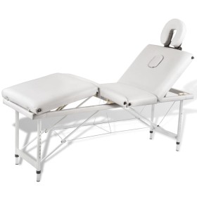 Mesa camilla de masaje de aluminio plegable de 4 cuerpos blanco crema de vidaXL, Mesas de masaje - Ref: Foro24-110100, Precio...