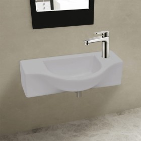 Lavabo de cerámica blanco con agujero para grifo de vidaXL, Lavabos - Ref: Foro24-141930, Precio: 66,48 €, Descuento: %