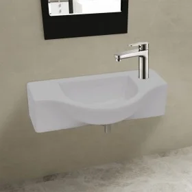 Weißes Keramikwaschbecken mit Hahnloch von vidaXL, Sinkt - Ref: Foro24-141930, Preis: 53,00 €, Rabatt: %