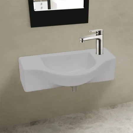 Weißes Keramikwaschbecken mit Hahnloch von vidaXL, Sinkt - Ref: Foro24-141930, Preis: 53,00 €, Rabatt: %