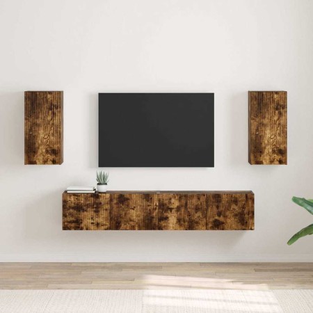 Mueble de TV Montado en la Pared 2 pcs Roble ahumado en Muebles TV | Comprar online en Foru.es