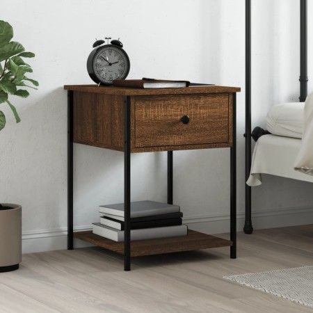 Mesita de noche madera de ingeniería marrón roble 44x45x58 cm de vidaXL, Mesitas de noche - Ref: Foro24-825851, Precio: 41,62...