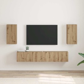 Mueble de TV Montado en la Pared 2 pcs Roble Artesanal en Muebles TV | Comprar online en Foru.es