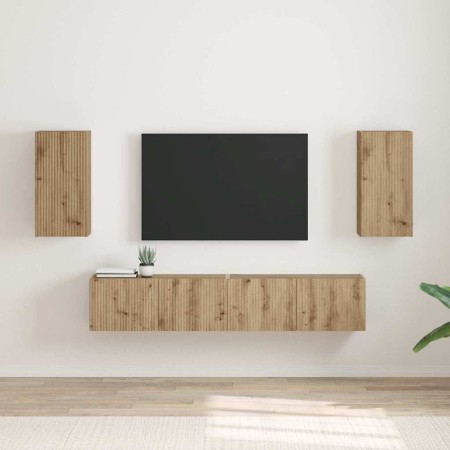 Mueble de TV Montado en la Pared 2 pcs Roble Artesanal en Muebles TV | Comprar online en Foru.es