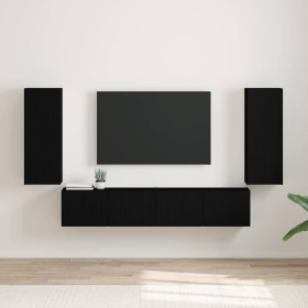 Mueble de TV Montado en la Pared 2 pcs Negro 30 x 31 x 80 cm en Muebles TV | Comprar online en Foru.es