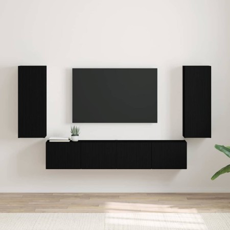 Mueble de TV Montado en la Pared 2 pcs Negro 30 x 31 x 80 cm en Muebles TV | Comprar online en Foru.es