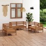 Muebles de jardín 8 piezas marrón miel madera maciza de pino en Conjuntos de jardín | Comprar online en Foru.es