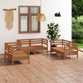 Muebles de jardín 8 piezas marrón miel madera maciza de pino en Conjuntos de jardín | Comprar online en Foru.es