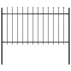 Valla de jardín con puntas de lanza acero negro 1,7x1 m de vidaXL, Paneles de vallas - Ref: Foro24-144925, Precio: 65,40 €, D...