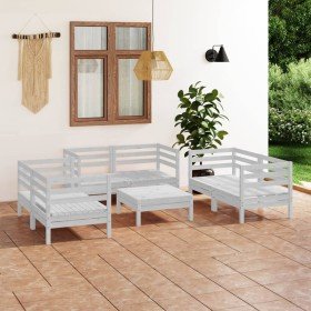 Juego de muebles de jardín 7 piezas madera maciza pino blanco en Conjuntos de jardín | Comprar online en Foru.es
