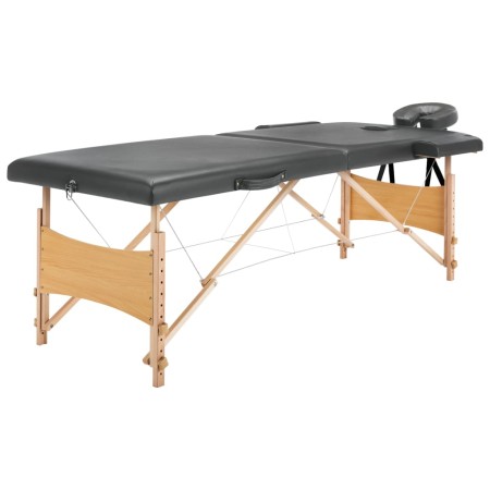 Camilla de masaje 2 zonas estructura madera antracita 186x68 cm de vidaXL, Mesas de masaje - Ref: Foro24-110171, Precio: 162,...
