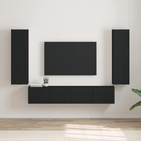Mueble de TV Montado en la Pared 2 pcs Negro 30 x 31 x 100 cm en Muebles TV | Comprar online en Foru.es