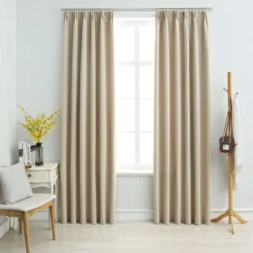 Cortinas opacas con ganchos 2 unidades beige 140x175 cm de vidaXL, Cortinas y visillos - Ref: Foro24-134446, Precio: 38,39 €,...