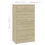 Aparador 6 cajones contrachapada color roble Sonoma 50x34x96 cm de vidaXL, Aparadores - Ref: Foro24-800669, Precio: 94,07 €, ...