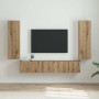 Mueble de TV Montado en la Pared 2 pcs Roble Artesanal en Muebles TV | Comprar online en Foru.es