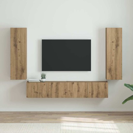 Mueble de TV Montado en la Pared 2 pcs Roble Artesanal en Muebles TV | Comprar online en Foru.es