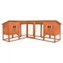 Conejera de exterior con corredor madera maciza abeto marrón de vidaXL, Jaulas y habitáculos para animales pequeños - Ref: Fo...