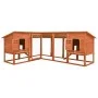 Conejera de exterior con corredor madera maciza abeto marrón de vidaXL, Jaulas y habitáculos para animales pequeños - Ref: Fo...