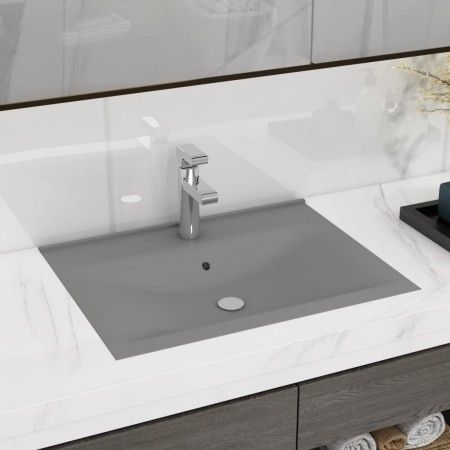 Lavabo de lujo con grifo cerámica 60x46 cm gris claro de vidaXL, Lavabos - Ref: Foro24-147026, Precio: 108,62 €, Descuento: %