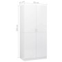 Armario de madera contrachapada blanco brillo 90x52x200 cm de vidaXL, Armarios roperos - Ref: Foro24-800636, Precio: 244,13 €...