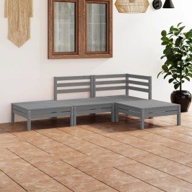 Juego de muebles de jardín 4 piezas madera maciza de pino gris en Conjuntos de jardín | Comprar online en Foru.es
