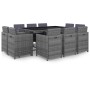 Set de comedor de jardín 11 pzas y cojines ratán sintético gris de vidaXL, Conjuntos de jardín - Ref: Foro24-46378, Precio: 1...