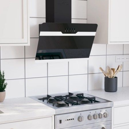 Campana extractora pared acero y vidrio templado negro 60 cm de vidaXL, Extractores - Ref: Foro24-51667, Precio: 145,03 €, De...