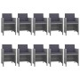 Set de comedor de jardín 11 pzas y cojines ratán sintético gris de vidaXL, Conjuntos de jardín - Ref: Foro24-46378, Precio: 1...