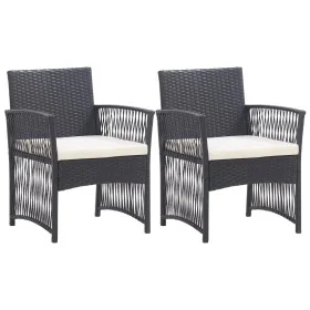 Sillones de jardín con cojines 2 unidades ratán sintético negro de vidaXL, Sillas de jardín - Ref: Foro24-46438, Precio: 125,...