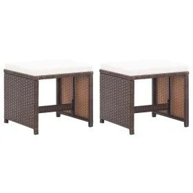 Garden stools 2 units with brown synthetic rattan cushions by vidaXL, Garden chairs - Ref: Foro24-46417, Price: 91,29 €, Disc...