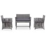 Muebles jardín 4 pzas y cojines ratán sintético gris antracita de vidaXL, Conjuntos de jardín - Ref: Foro24-46437, Precio: 22...