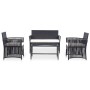 Set muebles de jardín 4 piezas y cojines ratán sintético negro de vidaXL, Conjuntos de jardín - Ref: Foro24-46434, Precio: 22...