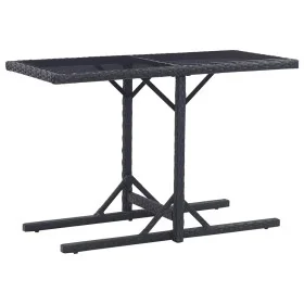 Mesa de jardín de vidrio y ratán sintético negro 110x53x72 cm de vidaXL, Mesas de jardín - Ref: Foro24-46452, Precio: 56,20 €...