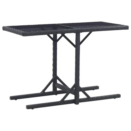 Mesa de jardín de vidrio y ratán sintético negro 110x53x72 cm de vidaXL, Mesas de jardín - Ref: Foro24-46452, Precio: 56,20 €...